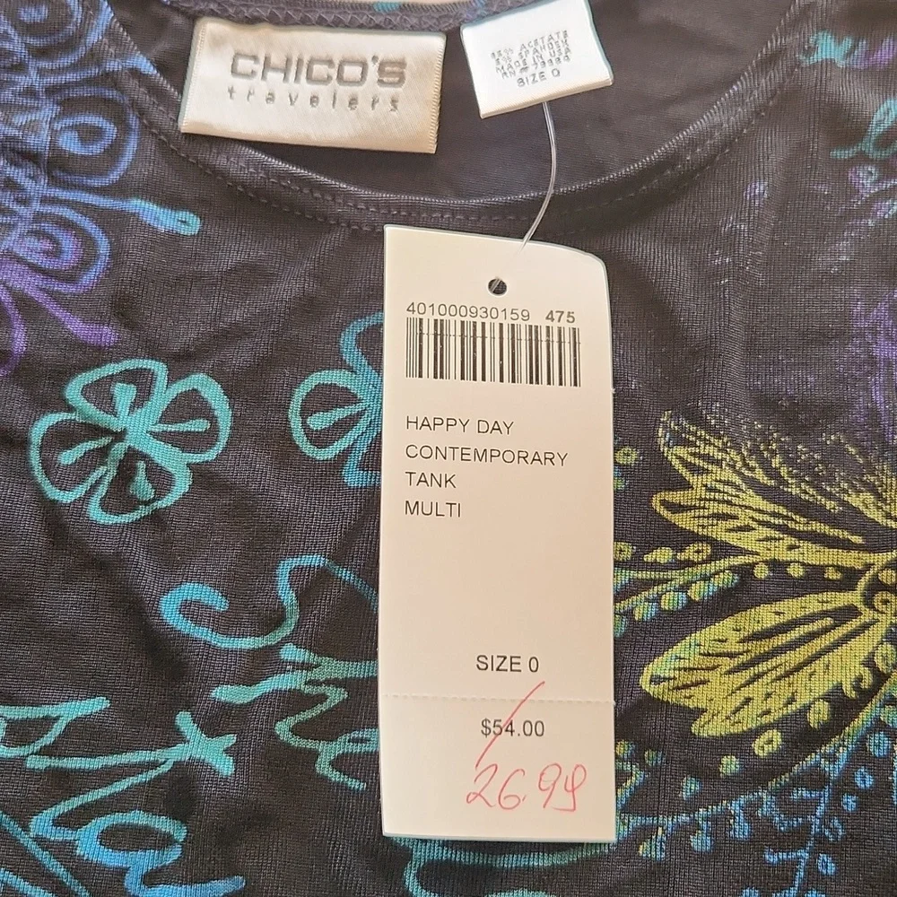 Chico's Multicolored Tank Top Size 0 - Picture 5 of 6